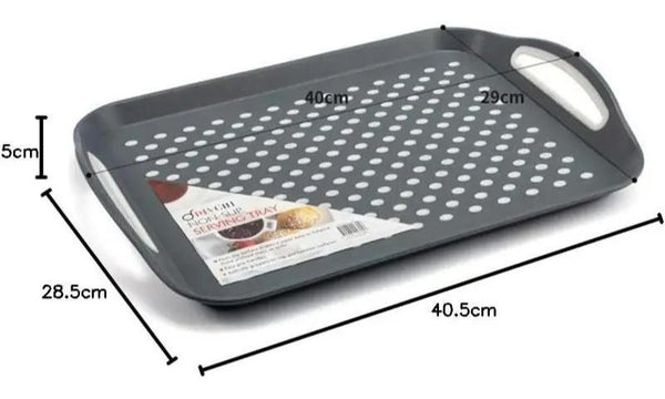 2-Pack Non-Slip Rectangular Plastic Serving Tray – High-Grip Surface, Easy-Hold Handles