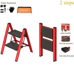 2/3/4/5-Step Ladder, Lightweight Folding Step Stool With Extra-Wide Anti-Slip Steps, 149.69 KG Capacity, Compact Space-Saving Design For Home, Kitchen.