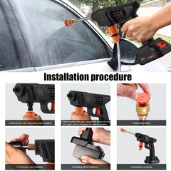 Cordless Portable Pressure Washer with 2 Batteries, 3000PSI Cordless Power Washer, 24V Battery Jet Wash for Car Garden Home Patio Driveways, 5.03meter Hose Included