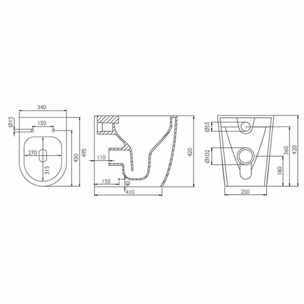 Tavistock Curve Back to Wall Toilet with Pan and Seat