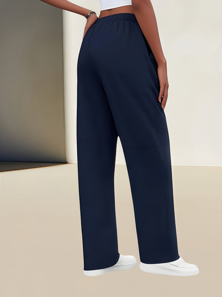 3pcs Women's Solid Color Oversized Jogger Pants with Elastic Drawstring Waist - Loose-Fit Polyester Track Pants Suitable for,, & Casual Attire - Machine Washable Casual Wear (Year-Round)