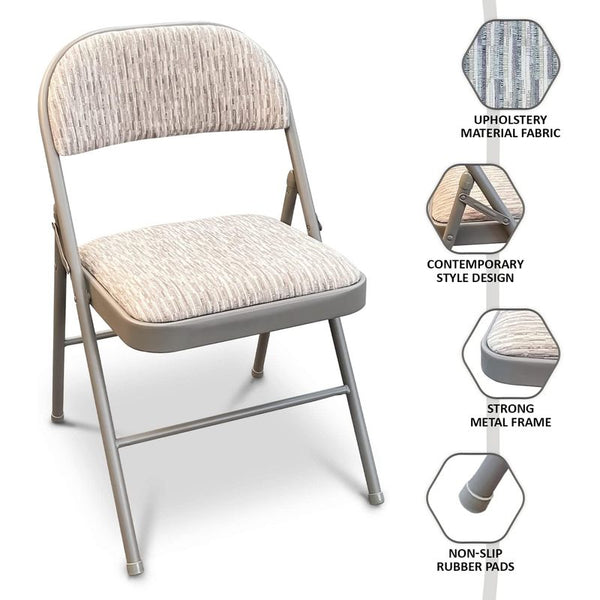 Crystals Deluxe Fabric Padded with Heavy Duty Steel Metal Frame Folding Back Rest Chair for Home Garden Office Computer Desk (1)