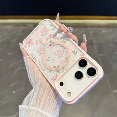 A Magnetic Phone Case with Small Pink Floral Designs, Compatible with for iphone Models 11 Through 17, Including Pro And Plus Versions. It Offers Complete Lens Protection And Is an Aesthetic Accessory with a Stylish Cover And High-Quality Print.
