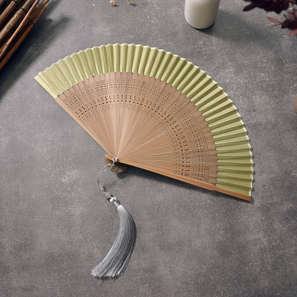 Portable Bamboo Handheld Folding Fan Suitable for Women - Elegant Chinese Decorative Cooling Fan with Bamboo for Weddings, Dance Performances, Church Events, Summer & Hot, Foldable