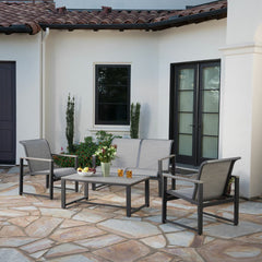 Sunvilla Helio 4 Piece Sling Patio Set + Cover
