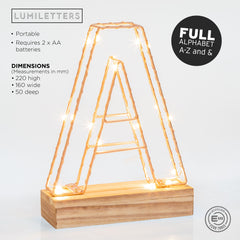 Light Up Letter | LED Alphabet Wire Frame Letter Lights | Rose Gold Copper Initials | Personalised Lighting | Battery Powered | For The Office Living Room Bedroom | Gift For Her