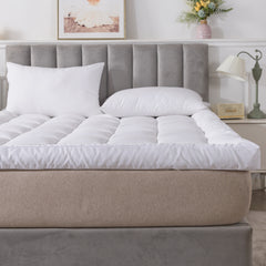 Mattress Topper 4.5 Inch or 11cm Thick All bed sizes, Single Double King Extra Thick Box 950 GSM Korean Virgin Filled Fiber Boxy Design for all purpose use