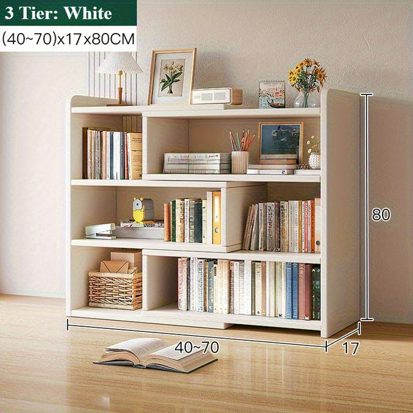 Expandable Desktop Bookcase, Freestanding Multi-layer Bookshelves, Adjustable Width Bookshelf Book Shelf Storage Unit, Multifunctional Storage Rack Book Shelf for Home Office Storage Organization