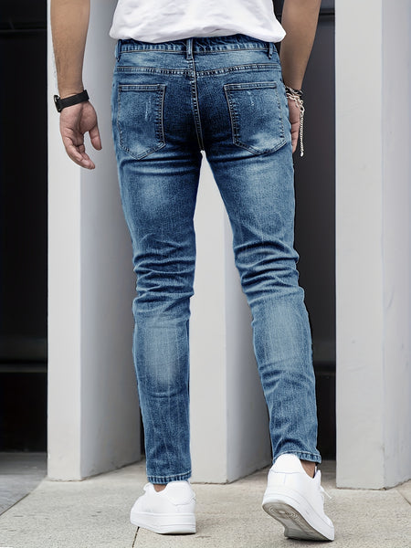 Men'S Denim Slim Fit Slimming Black Stretch Men'S Easy Casual Small Straight Leg Business Men'S Pants, Suitable for All 4 Seasons