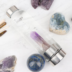 Crystal-Infused Water Bottle – 7200ml Premium Steel & Glass Hydration Bottle with Natural Healing Stones for Stress Relief, Mental Clarity & Spiritual Wellness
