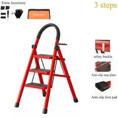 2/3/4/5-Step Ladder, Lightweight Folding Step Stool With Extra-Wide Anti-Slip Steps, 149.69 KG Capacity, Compact Space-Saving Design For Home, Kitchen.