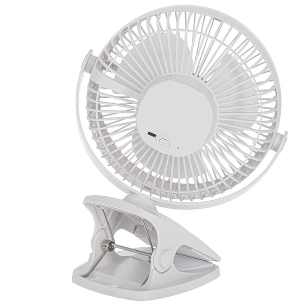 Desk fan with clip, rechargeable, 15.5 cm, 360° rotation, USB-C, Adler