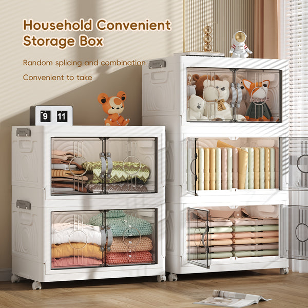 49cm (19.29in) Wide Gray Transparent Door Panel Foldable Storage Box | Large Capacity, Portable, Suitable for Home, Bathroom, and Kitchen - Durable Plastic, Modern Minimalist Style