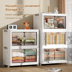49cm (19.29in) Wide Gray Transparent Door Panel Foldable Storage Box | Large Capacity, Portable, Suitable for Home, Bathroom, and Kitchen - Durable Plastic, Modern Minimalist Style