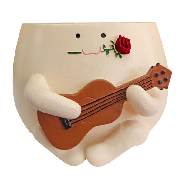 Unique Sit Long Chair Succulent Pots Smile Face Planter Pot Resin Unique Cute Head Flower Planter for Indoor Outdoor Plants
