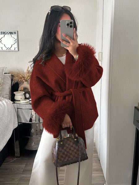 New Autumn/Winter Sophisticated Style Tie-Strap Coat for Women, Elegant and High-End, Overcoat