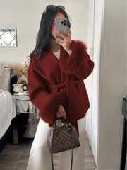 New Autumn/Winter Sophisticated Style Tie-Strap Coat for Women, Elegant and High-End, Overcoat