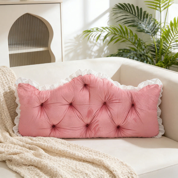 Large Ultra-Soft Comfortable Plush Backrest Pillow, Princess Style Reading Cushion, Neck and Back Support, Luxurious Fashionable Home Style Multifunctional Lace Ruffled Headboard Cushions, Suitable for Bedroom, Living Room, Dorm, Sofa Home Decor, Machine