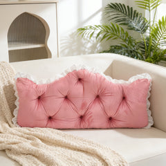 Large Ultra-Soft Comfortable Plush Backrest Pillow, Princess Style Reading Cushion, Neck and Back Support, Luxurious Fashionable Home Style Multifunctional Lace Ruffled Headboard Cushions, Suitable for Bedroom, Living Room, Dorm, Sofa Home Decor, Machine