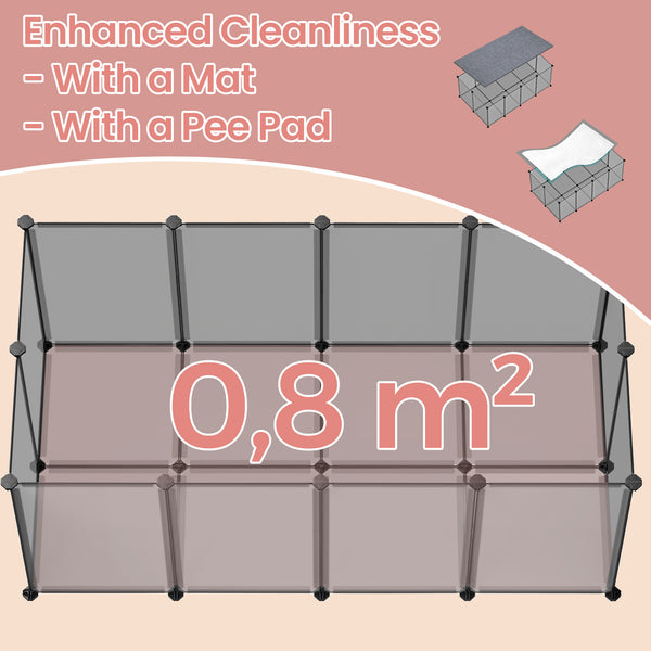 Pet Playpen, Pet Fence Indoor, Modular Animal Pen with Floor, for Hamsters, Rabbits, Hedgehogs, Ferrets
