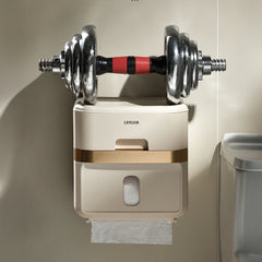 Luxury-inspired no-drill wall-mounted tissue dispenser, waterproof bathroom storage rack, kitchen paper holder, toilet roll holder, dual-purpose tissue/roll dispenser, multi-functional tissue storage rack. Compact design suitable for bathrooms, kitchens,