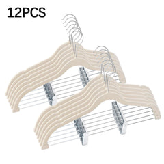 2025 Flocked Non-Slip Hangers 12/24 Pack - Velvet Clips Hangers for Pants, Skirts, Trousers, Space Saving Closet Organizer, Wardrobe Storage Hangers for Home, Dormitory, Clothes Organization
