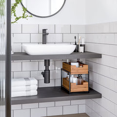 Seville Classics Bamboo 2-Tier Sliding Drawer Organiser