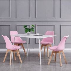 mcc direct Set of 2 Dining Chairs Wooden Legs Soft Cushion Pad Stylish DELUXE Retro Lounge Dining Office EVA