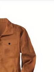 Men's Solid Color Cargo Jumpsuit with Full Zip, Long Sleeves and Front Pockets