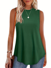Women'S 3pcs Casual Sleeveless Tank Tops - Loose Fit, Round Neck, Solid Color, All-Season Comfort, Polyester Blend, Machine Washable, Ladies Tank Tops