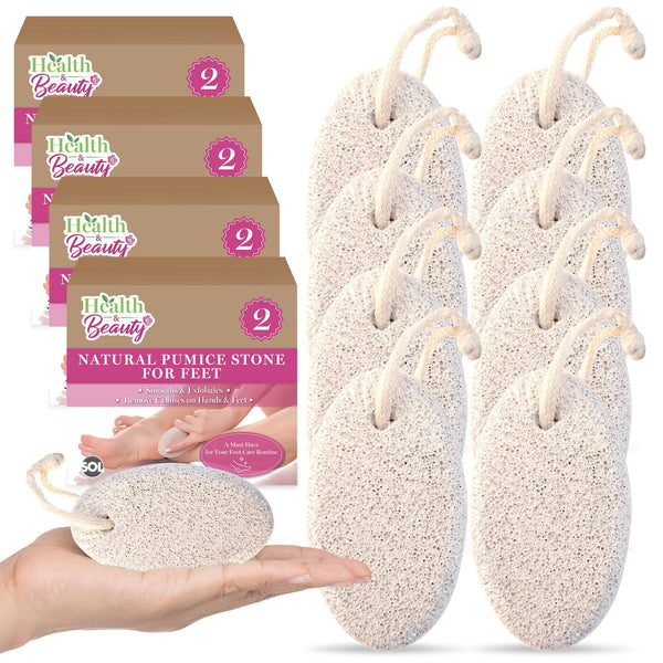 SOL 8pk Natural Pumice Stone for Feet | Callus Remover & Foot Scrubber | Exfoliating Stone for Dead Skin, Hard Skin, and Cracked Heels | Gentle Foot Buffer for Smooth, Soft, Healthy Skin