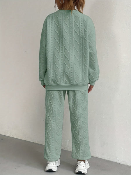 New Women'S Clothing Set Featuring Textured Fabric, Long-Sleeve Sweatshirt, And Long Pants, Stylish And Versatile for Casual Wear
