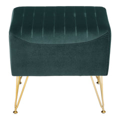 1pc Green Velvet Footstool Metal Legs Small Rectangle Ottoman No Storage for Makeup Room Bedroom Entryway Shoe Changing Stool Chair Foot Rest