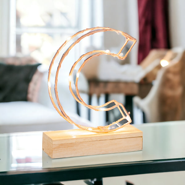 Light Up Letter | LED Alphabet Wire Frame Letter Lights | Rose Gold Copper Initials | Personalised Lighting | Battery Powered | For The Office Living Room Bedroom | Gift For Her