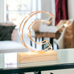 Light Up Letter | LED Alphabet Wire Frame Letter Lights | Rose Gold Copper Initials | Personalised Lighting | Battery Powered | For The Office Living Room Bedroom | Gift For Her