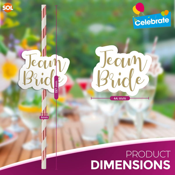 SOL 24 Pack Hen Party Straws | Rose Gold Team Bride & Bride-to-Be Drinking Straws | Funny Willy Straws for Bachelorette, Bridal Shower & Hen Do Accessories | Novelty Party Bag Fillers for Cocktails, Mocktails & Pre-Wedding Celebrations