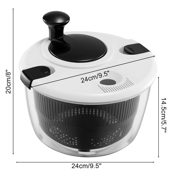 Salad Spinner 3.5 Litre Plastic Lettuce Dryer Vegetable Washer with Non-Slip Base, Dual Function Serving Bowl Strainer Easy One Hand Operation for Healthy Eating
