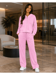 Women'S Soft Touch Tracksuit Set, Zip Up Hooded Jacket & Joggers, Casual 2pcs Lounge Wear Co Ord Outfit, Casual and Sports Wear, Gym Wear Street Wear