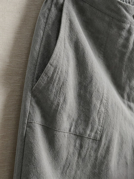 Women'S 100% Linen High Waist Shorts, Elastic Waist Button Front Loose Casual Bermuda Shorts for Daily Commute & Summer Vacation