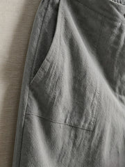 Women'S 100% Linen High Waist Shorts, Elastic Waist Button Front Loose Casual Bermuda Shorts for Daily Commute & Summer Vacation