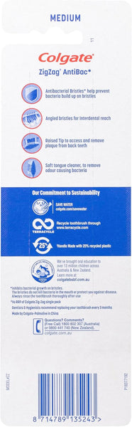 Colgate Zig Zag Medium Manual Toothbrush - Multi Angle Cross Bristles with Flexible Neck for Gum Comfort - 3 Count (Pack of 1)