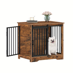 Hzuaneri 69cm Dog Crate, Furniture, Dog Kennel, 2 Doors, Modern Dog House, Suitable for Small and Medium Dogs, Side Table, Family Doghouse, 49 X 69 X 64.5cm, Rustic Brown