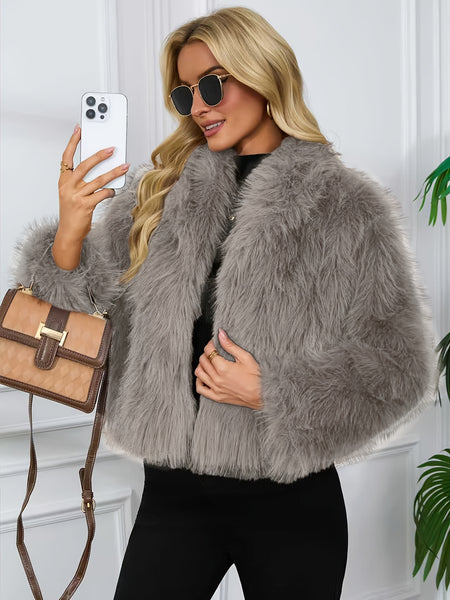 Faux Winter Warm Fashion Plush Top Short Coat for Women