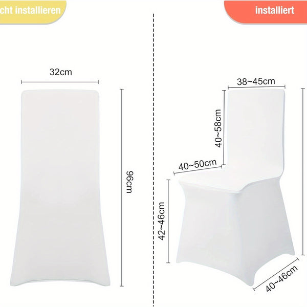 50/100pcs Elegant White Stretch Chair Covers With Bowknot | Polyester And Elastane Blend, Elastic-Band Closure, Classic Style For Weddings & Parties