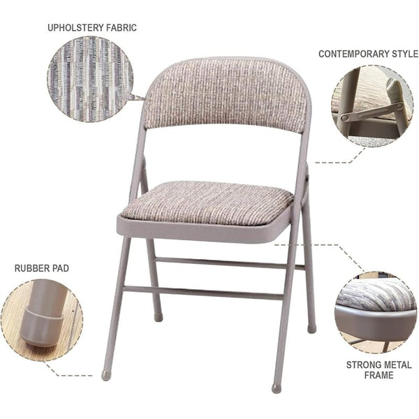 Crystals Deluxe Fabric Padded with Heavy Duty Steel Metal Frame Folding Back Rest Chair for Home Garden Office Computer Desk (1)