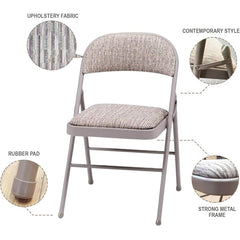 Crystals Deluxe Fabric Padded with Heavy Duty Steel Metal Frame Folding Back Rest Chair for Home Garden Office Computer Desk (1)