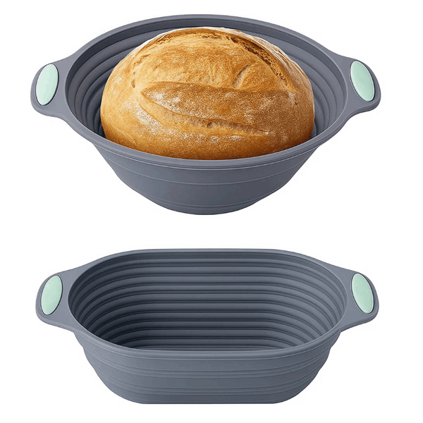 2pcs Foldable Proofing Baskets for Bread – Non-Stick Artisan Rising Bowls, Flexible Space-Saving Fermentation Set for Baguettes &Homemade Baking