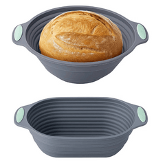 2pcs Foldable Proofing Baskets for Bread – Non-Stick Artisan Rising Bowls, Flexible Space-Saving Fermentation Set for Baguettes &Homemade Baking