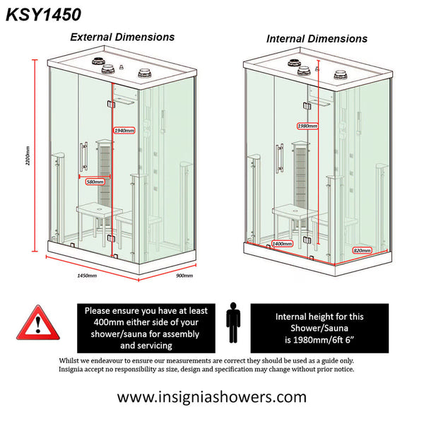 Insignia All in One Steam Shower & Infrared Sauna with Aromatherapy in Black - 1450 X 900Mm