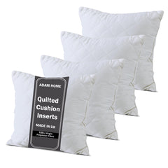 Adam Home 4 Pack Quilted Cushion Inserts Hypoallergenic Fluffy White Cushion Inner, Perfect Hollowfibre for Sofa Cushion Pads
